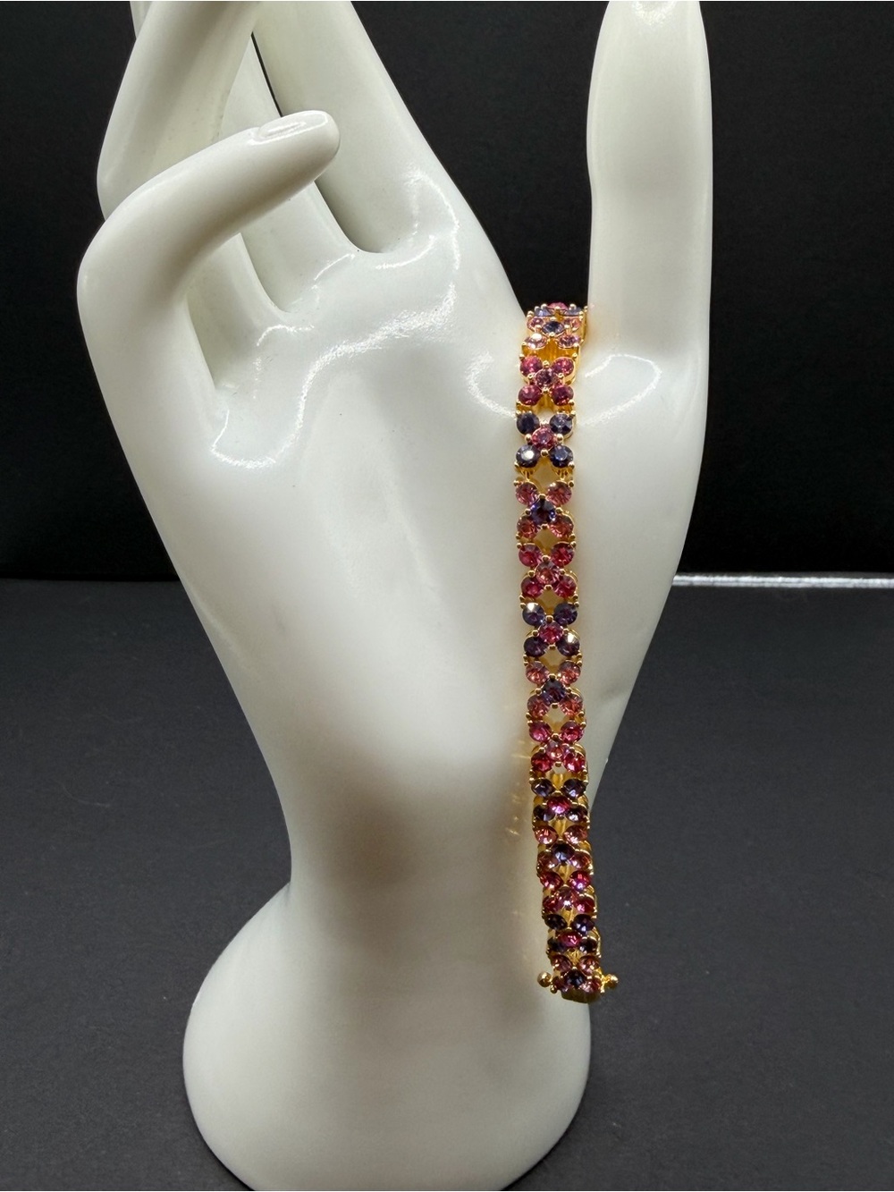 Joan Rivers Gold-Tone Pink & Purple Crystal Tennis Bracelet